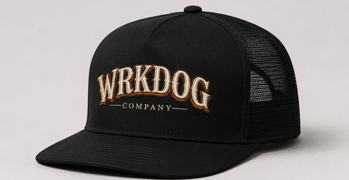 WRKDOG Company black trucker cap